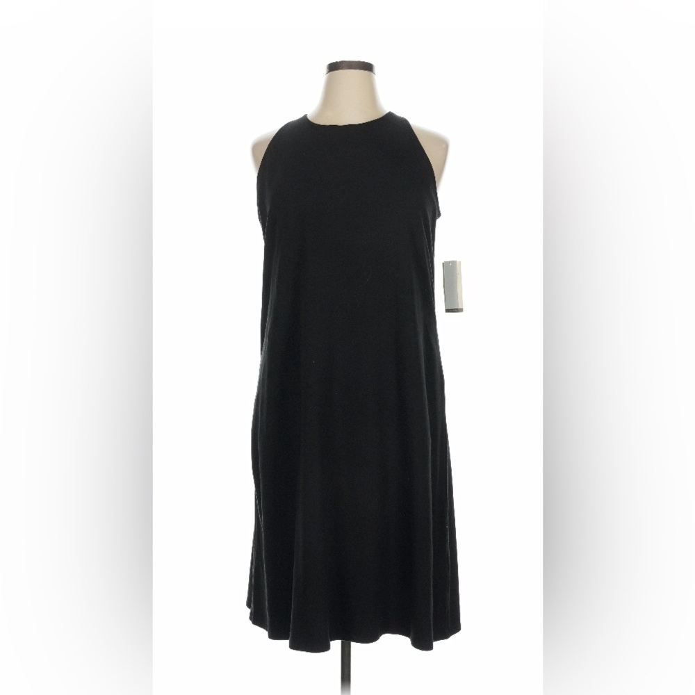New XL Eileen Fisher black organic cotton Racerback knee length dress modest